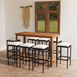 9 Piece Patio Bar Set with Cushions Black