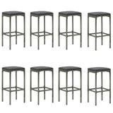 9 Piece Patio Bar Set with Cushions Gray