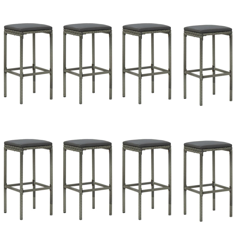 9 Piece Patio Bar Set with Cushions Gray