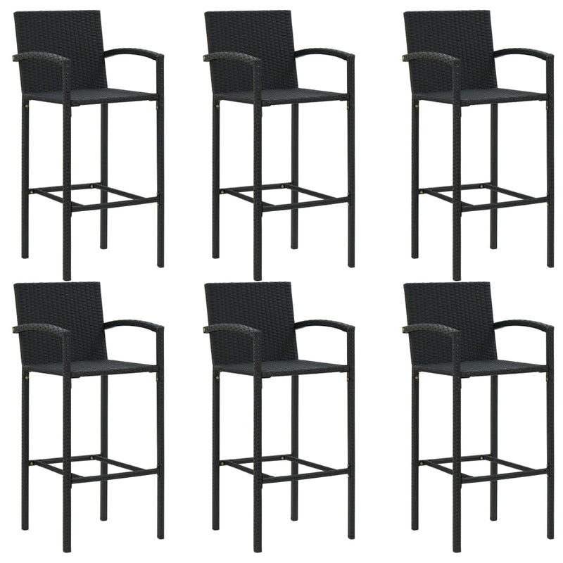 7 Piece Patio Bar Set Black