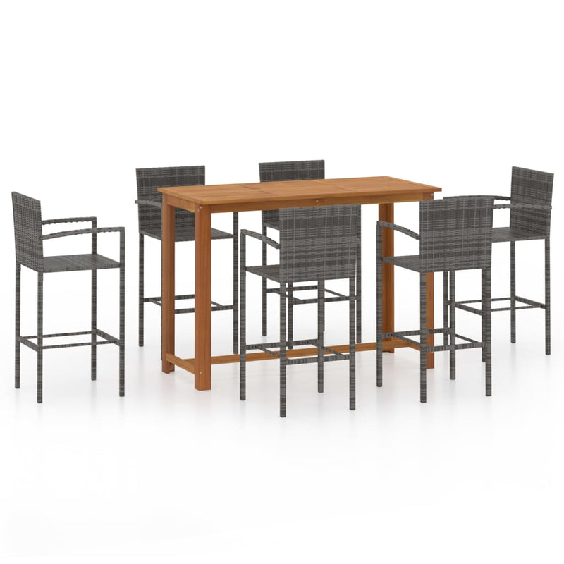 7 Piece Patio Bar Set Gray