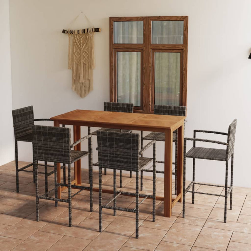 7 Piece Patio Bar Set Gray