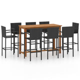 9 Piece Patio Bar Set Black