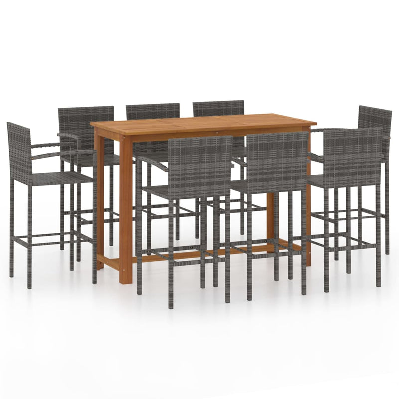 9 Piece Patio Bar Set Gray