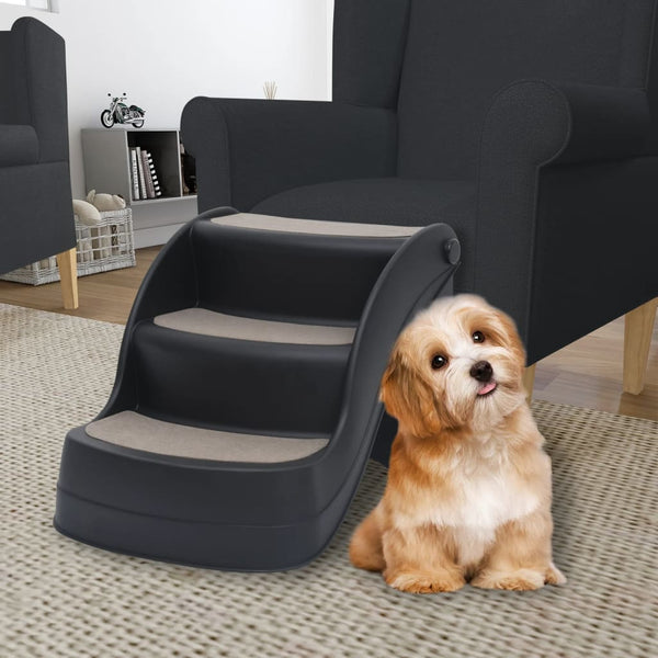 Folding 3-Step Dog Stairs Black