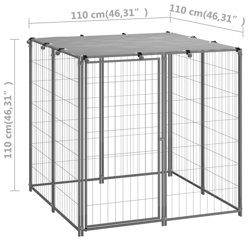 Dog Kennel Silver 43.3"x43.3"x43.3" Steel