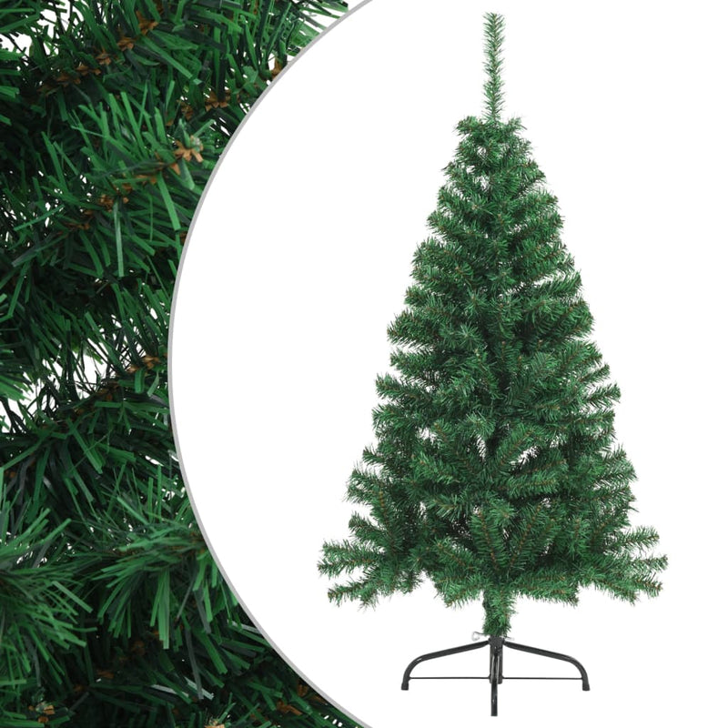 Artificial Half Christmas Tree with Stand Green 4 ft PVC