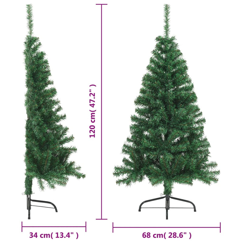 Artificial Half Christmas Tree with Stand Green 4 ft PVC