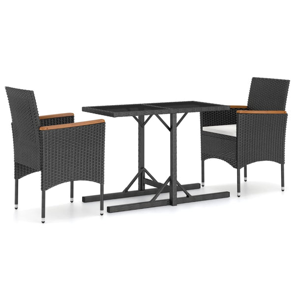 3 Piece Patio Dining Set Black