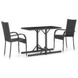 3 Piece Patio Dining Set Black