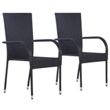 3 Piece Patio Dining Set Black