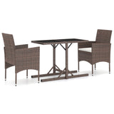 3 Piece Patio Dining Set Brown