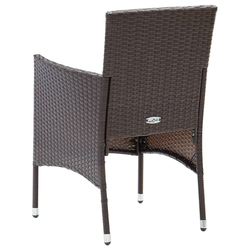 3 Piece Patio Dining Set Brown