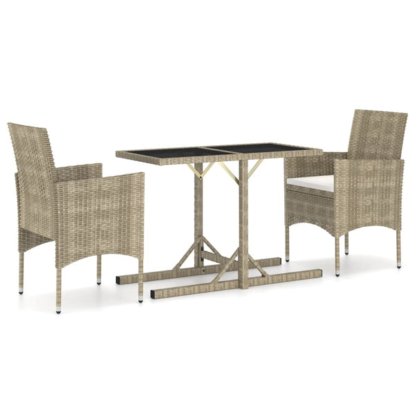 3 Piece Patio Dining Set Beige