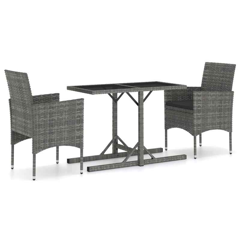 3 Piece Patio Dining Set Gray