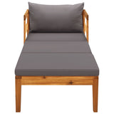 Sun Lounger with Dark Gray Cushions Solid Acacia Wood