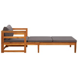 Sun Lounger with Dark Gray Cushions Solid Acacia Wood