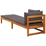 Sun Lounger with 1 Armrest Dark Gray Solid Acacia Wood