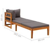 Sun Lounger with 1 Armrest Dark Gray Solid Acacia Wood