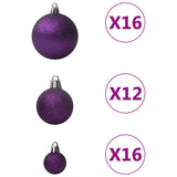 100 Piece Christmas Ball Set Purple