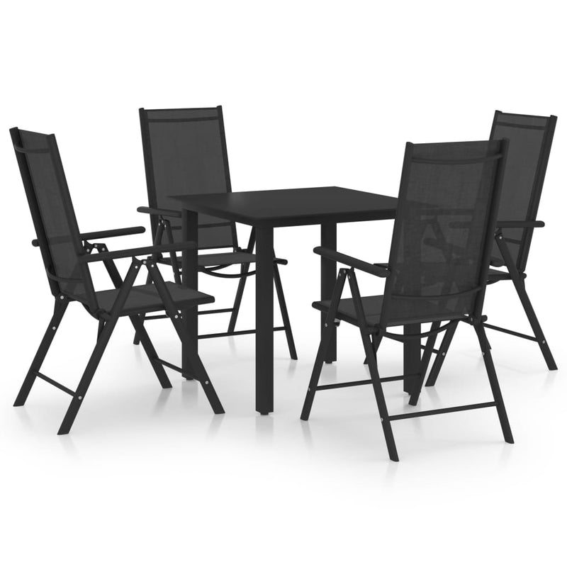 5 Piece Patio Dining Set Aluminum Black