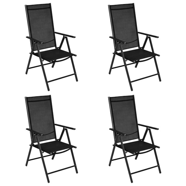 5 Piece Patio Dining Set Aluminum Black