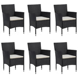 7 Piece Patio Dining Set Poly Rattan Black