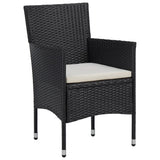 7 Piece Patio Dining Set Poly Rattan Black