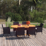 7 Piece Patio Dining Set Poly Rattan Black