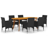 7 Piece Patio Dining Set Black