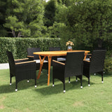 7 Piece Patio Dining Set Black