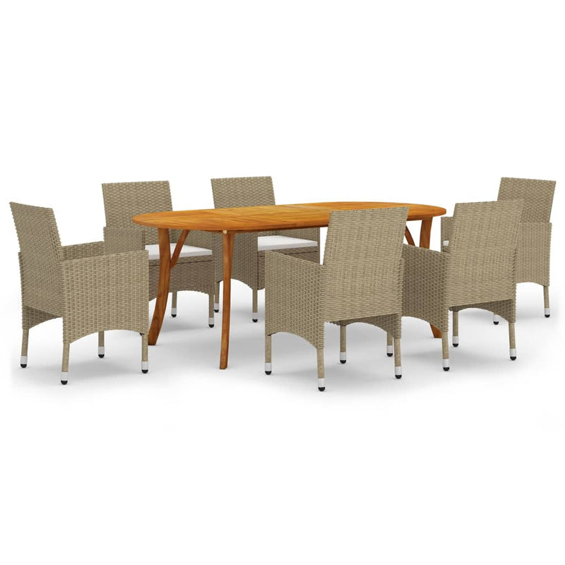 7 Piece Patio Dining Set Beige