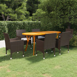 7 Piece Patio Dining Set Brown