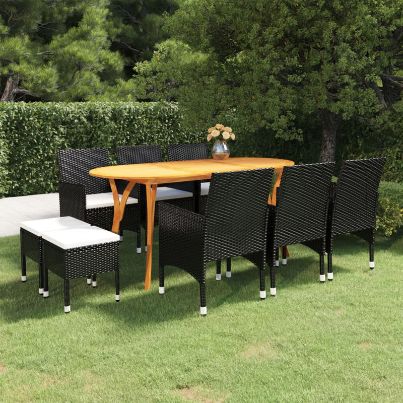 9 Piece Patio Dining Set Black