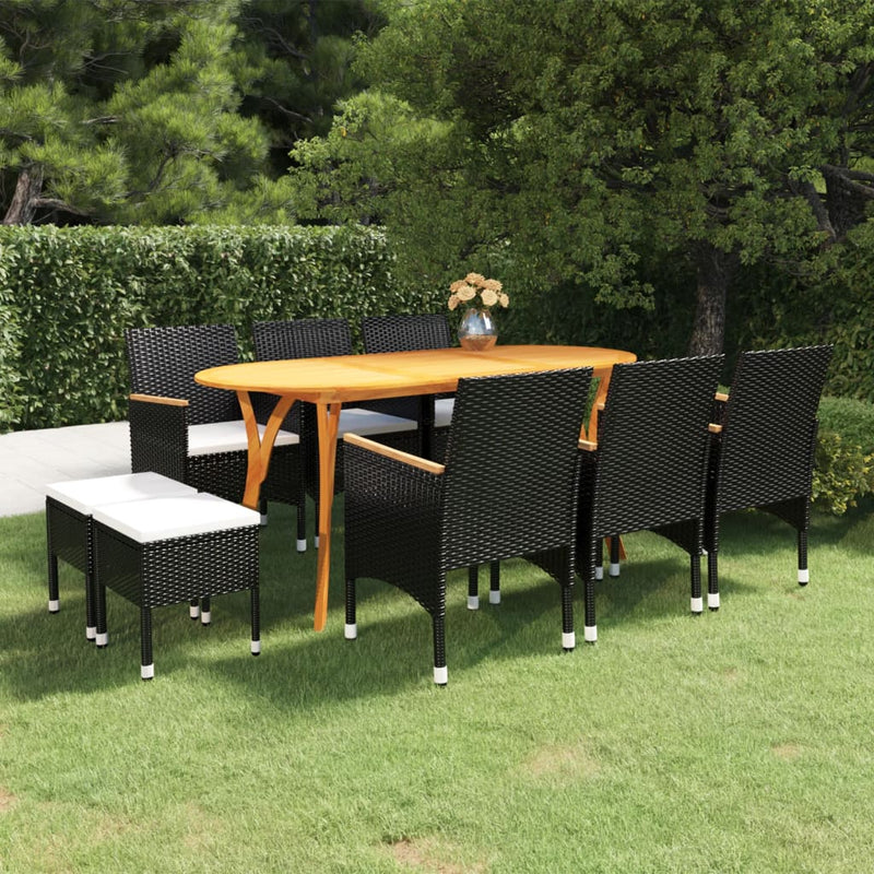 9 Piece Patio Dining Set Black