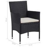 5 Piece Patio Dining Set Black