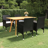 5 Piece Patio Dining Set Black