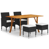 5 Piece Patio Dining Set Black