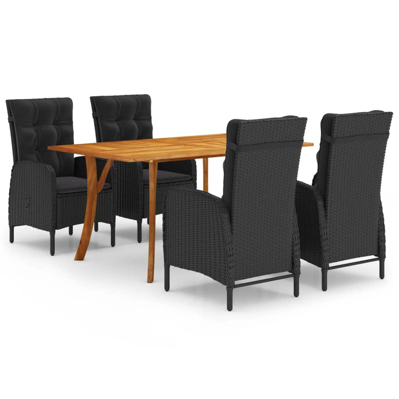 5 Piece Patio Dining Set Black