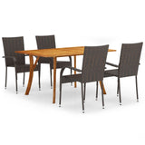 5 Piece Patio Dining Set Brown