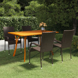 5 Piece Patio Dining Set Brown