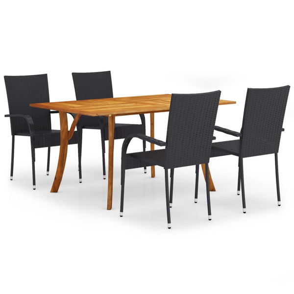 5 Piece Patio Dining Set Black