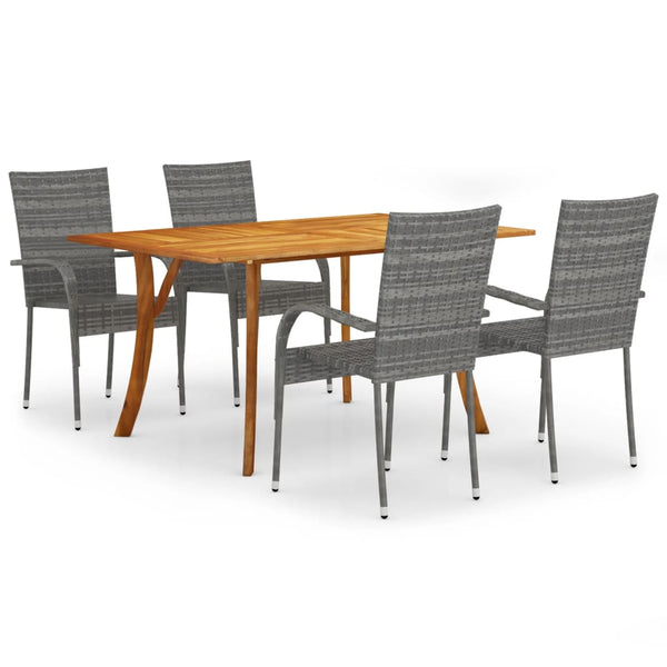 5 Piece Patio Dining Set Gray