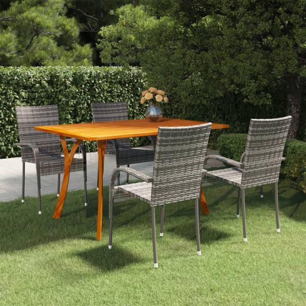 5 Piece Patio Dining Set Gray