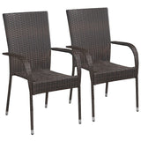 3 Piece Patio Dining Set Poly Rattan Brown