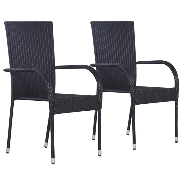 3 Piece Patio Dining Set Poly Rattan Black