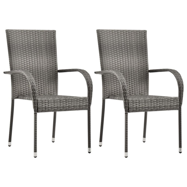 3 Piece Patio Dining Set Poly Rattan Gray