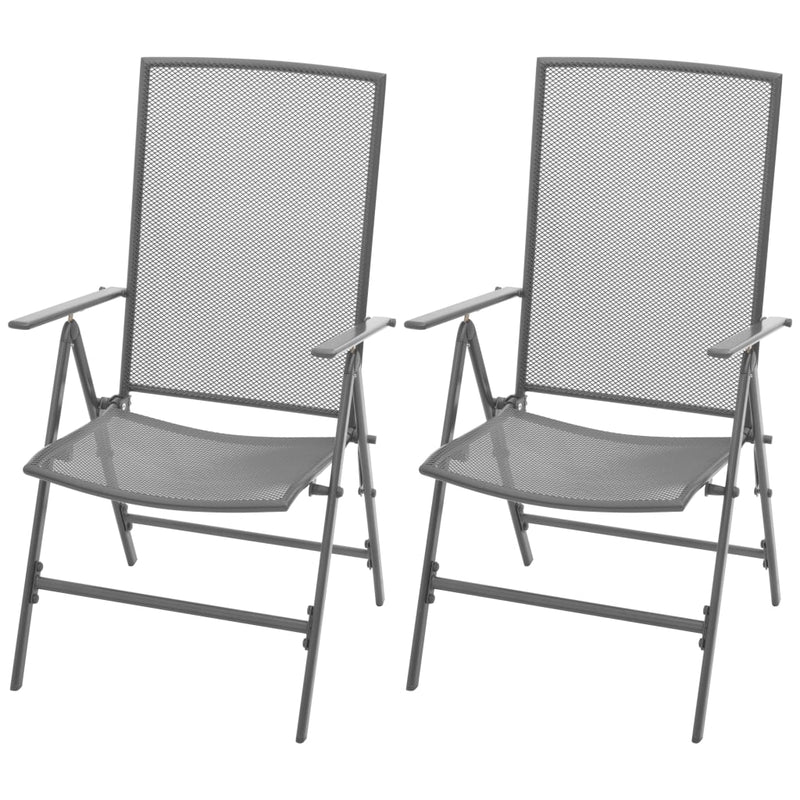 3 Piece Patio Dining Set Steel Anthracite