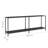 Console Table Black 78.7"x13.8"x29.7" Tempered Glass