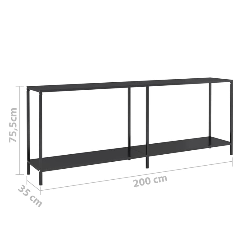 Console Table Black 78.7"x13.8"x29.7" Tempered Glass